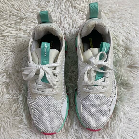 REEBOK • White + Neon Zig Dynamic Running Shoes Sneakers - Picture 3 of 9
